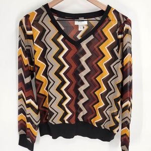 Missoni X Target Chevron Zigzag Print Sheer V Neck Blouse Size Small